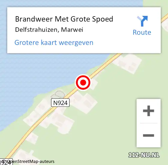 Locatie op kaart van de 112 melding: Brandweer Met Grote Spoed Naar Delfstrahuizen, Marwei op 10 april 2019 04:53