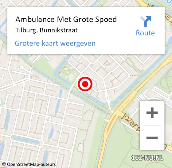 Locatie op kaart van de 112 melding: Ambulance Met Grote Spoed Naar Tilburg, Bunnikstraat op 10 april 2019 05:22