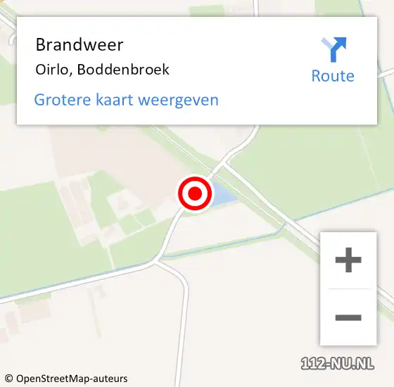 Locatie op kaart van de 112 melding: Brandweer Oirlo, Boddenbroek op 10 april 2019 05:54