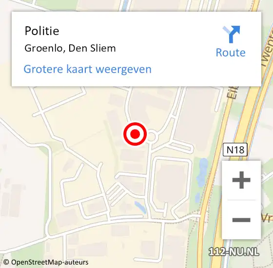 Locatie op kaart van de 112 melding: Politie Groenlo, Den Sliem op 10 april 2019 07:25