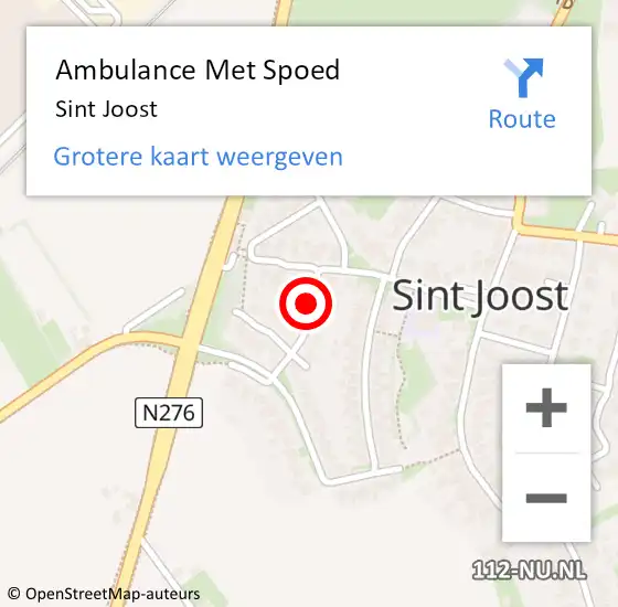 Locatie op kaart van de 112 melding: Ambulance Met Spoed Naar Sint Joost op 10 april 2019 07:29