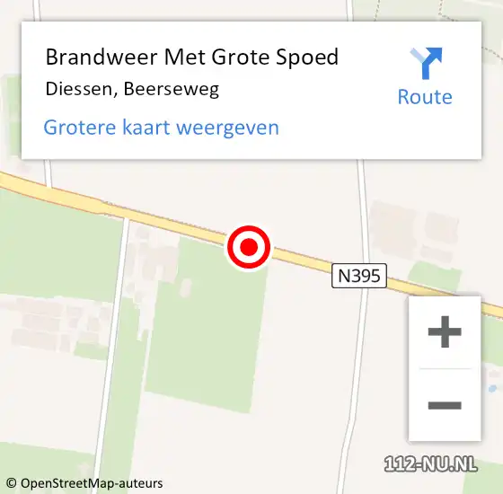 Locatie op kaart van de 112 melding: Brandweer Met Grote Spoed Naar Diessen, Beerseweg op 10 april 2019 08:24