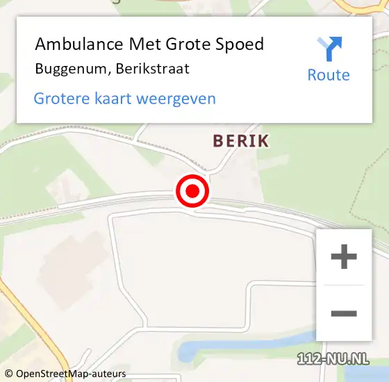 Locatie op kaart van de 112 melding: Ambulance Met Grote Spoed Naar Buggenum, Berikstraat op 10 april 2019 09:35