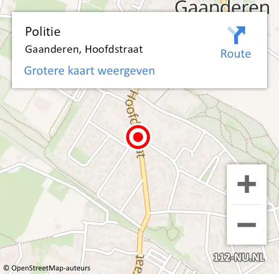 Locatie op kaart van de 112 melding: Politie Gaanderen, Hoofdstraat op 10 april 2019 09:53