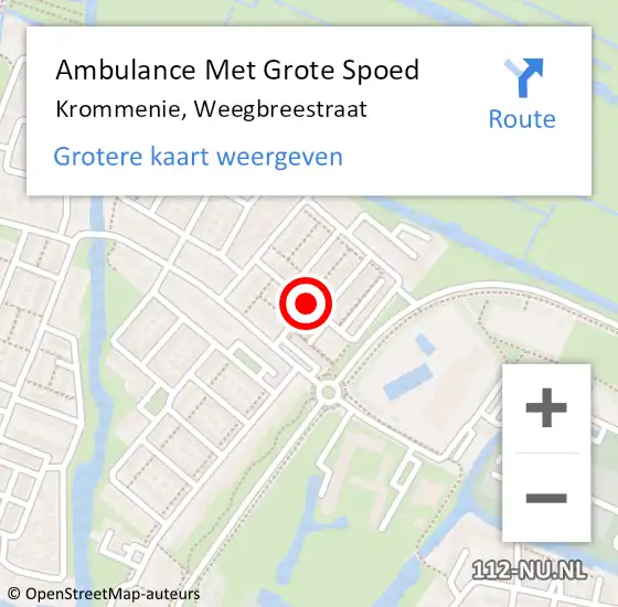 Locatie op kaart van de 112 melding: Ambulance Met Grote Spoed Naar Krommenie, Weegbreestraat op 10 april 2019 09:53