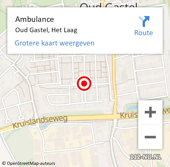 Locatie op kaart van de 112 melding: Ambulance Oud Gastel, Het Laag op 10 april 2019 10:01