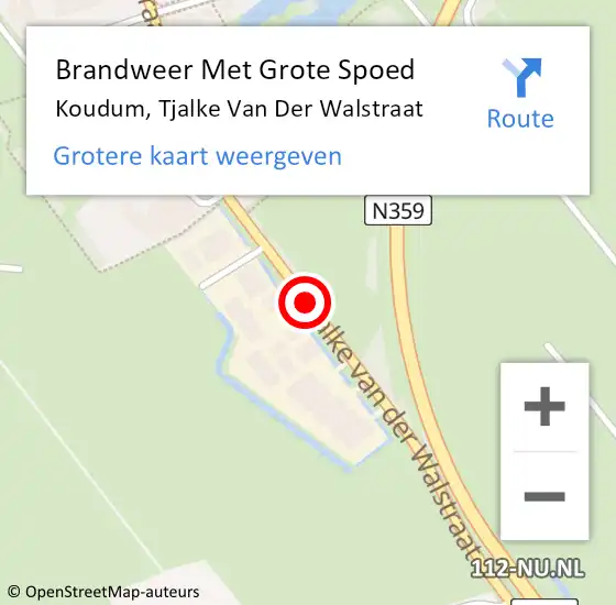 Locatie op kaart van de 112 melding: Brandweer Met Grote Spoed Naar Koudum, Tjalke Van Der Walstraat op 10 april 2019 10:27