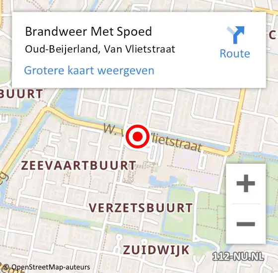 Locatie op kaart van de 112 melding: Brandweer Met Spoed Naar Oud-Beijerland, Van Vlietstraat op 10 april 2019 11:13