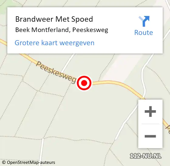 Locatie op kaart van de 112 melding: Brandweer Met Spoed Naar Beek Montferland, Peeskesweg op 10 april 2019 12:06