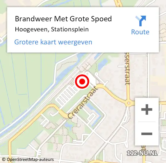 Locatie op kaart van de 112 melding: Brandweer Met Grote Spoed Naar Hoogeveen, Stationsplein op 10 april 2019 13:45