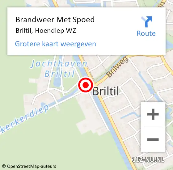 Locatie op kaart van de 112 melding: Brandweer Met Spoed Naar Briltil, Hoendiep WZ op 10 april 2019 13:57