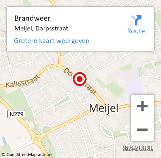 Locatie op kaart van de 112 melding: Brandweer Meijel, Dorpsstraat op 10 april 2019 15:05