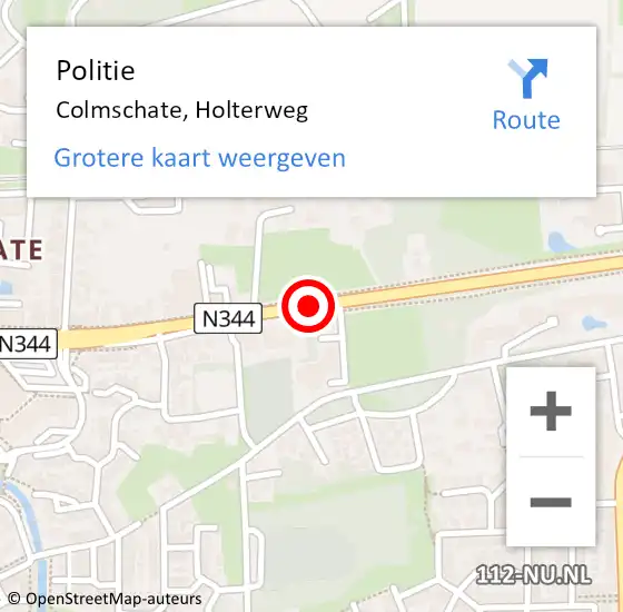 Locatie op kaart van de 112 melding: Politie Colmschate, Holterweg op 10 april 2019 15:49