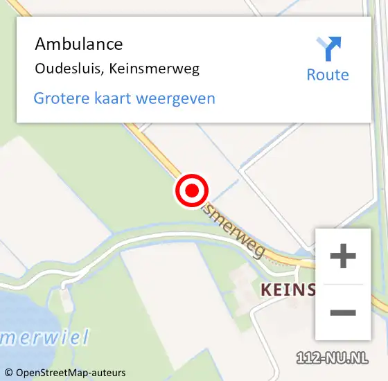 Locatie op kaart van de 112 melding: Ambulance Oudesluis, Keinsmerweg op 10 april 2019 15:49
