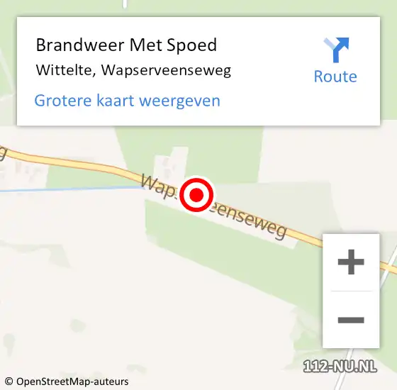 Locatie op kaart van de 112 melding: Brandweer Met Spoed Naar Wittelte, Wapserveenseweg op 10 april 2019 16:11