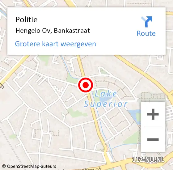 Locatie op kaart van de 112 melding: Politie Hengelo Ov, Bankastraat op 10 april 2019 17:09