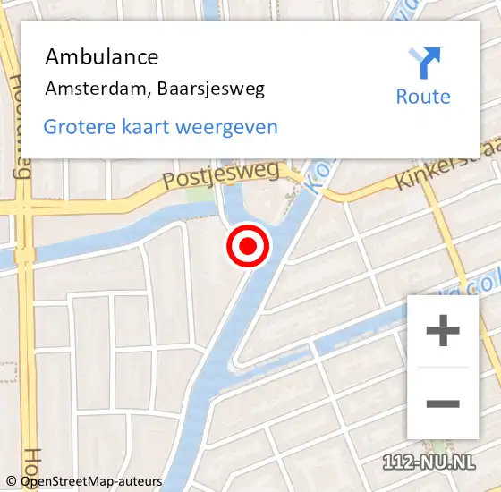 Locatie op kaart van de 112 melding: Ambulance Amsterdam, Baarsjesweg op 10 april 2019 17:14