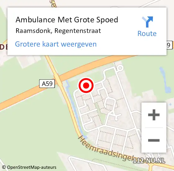 Locatie op kaart van de 112 melding: Ambulance Met Grote Spoed Naar Raamsdonk, Regentenstraat op 10 april 2019 17:21