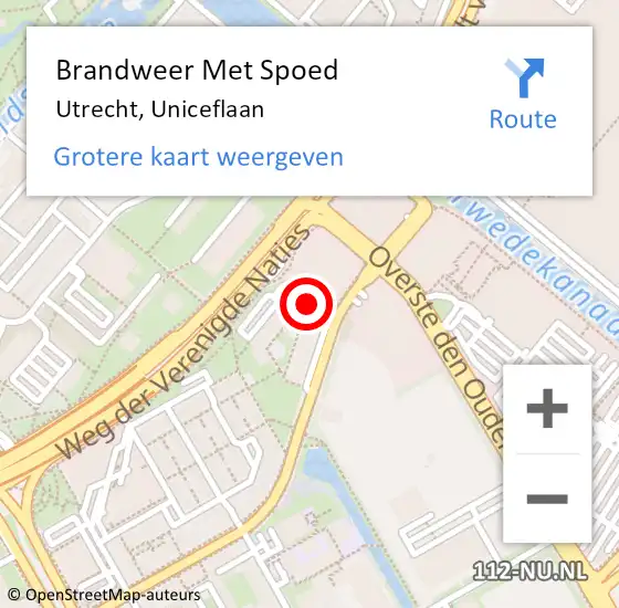 Locatie op kaart van de 112 melding: Brandweer Met Spoed Naar Utrecht, Uniceflaan op 10 april 2019 17:27