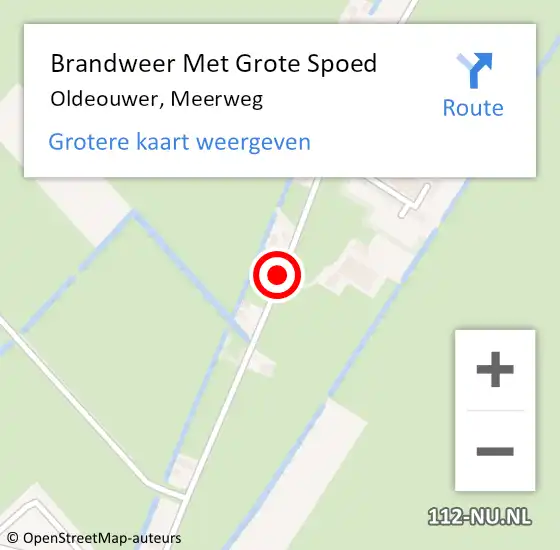 Locatie op kaart van de 112 melding: Brandweer Met Grote Spoed Naar Oldeouwer, Meerweg op 10 april 2019 17:36