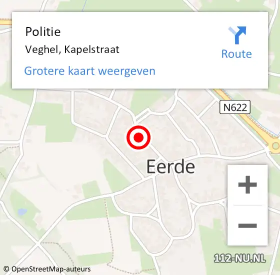 Locatie op kaart van de 112 melding: Politie Veghel, Kapelstraat op 10 april 2019 17:53