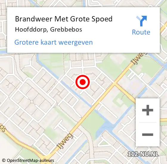 Locatie op kaart van de 112 melding: Brandweer Met Grote Spoed Naar Hoofddorp, Grebbebos op 10 april 2019 18:53