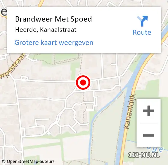 Locatie op kaart van de 112 melding: Brandweer Met Spoed Naar Heerde, Kanaalstraat op 10 april 2019 19:28