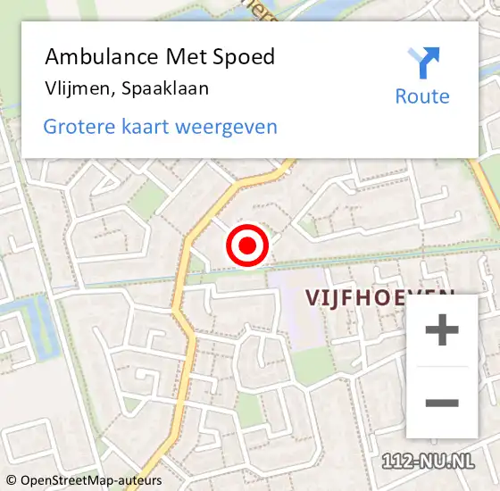 Locatie op kaart van de 112 melding: Ambulance Met Spoed Naar Vlijmen, Spaaklaan op 10 april 2019 19:49