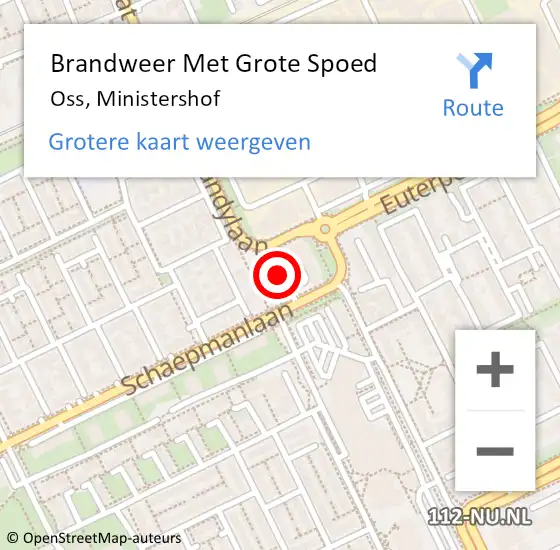 Locatie op kaart van de 112 melding: Brandweer Met Grote Spoed Naar Oss, Ministershof op 10 april 2019 22:22