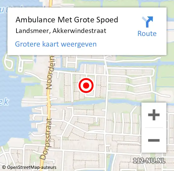 Locatie op kaart van de 112 melding: Ambulance Met Grote Spoed Naar Landsmeer, Akkerwindestraat op 10 april 2019 23:29