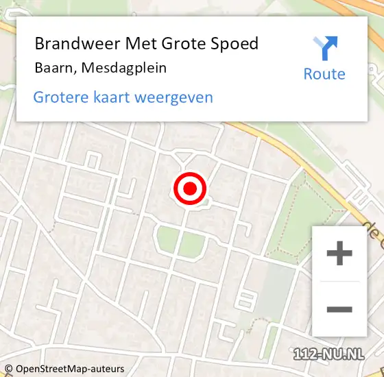 Locatie op kaart van de 112 melding: Brandweer Met Grote Spoed Naar Baarn, Mesdagplein op 11 april 2019 00:46