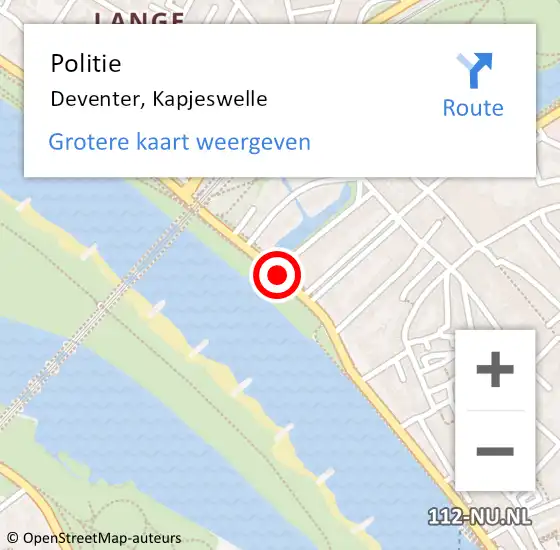 Locatie op kaart van de 112 melding: Politie Deventer, Kapjeswelle op 11 april 2019 01:29