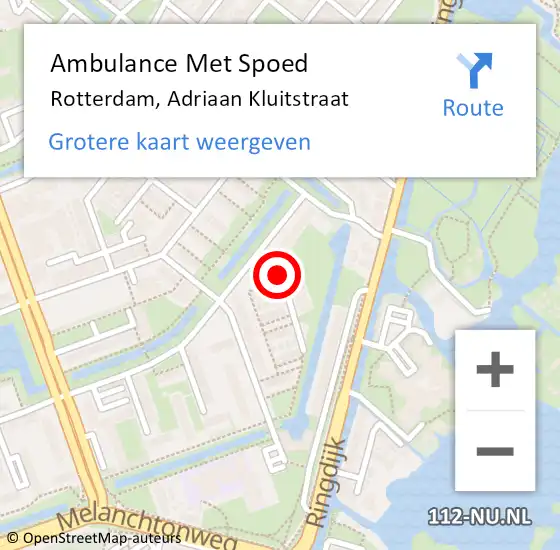 Locatie op kaart van de 112 melding: Ambulance Met Spoed Naar Rotterdam, Adriaan Kluitstraat op 11 april 2019 01:41