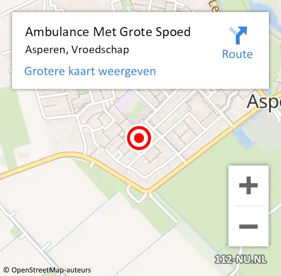 Locatie op kaart van de 112 melding: Ambulance Met Grote Spoed Naar Asperen, Vroedschap op 11 april 2019 04:39