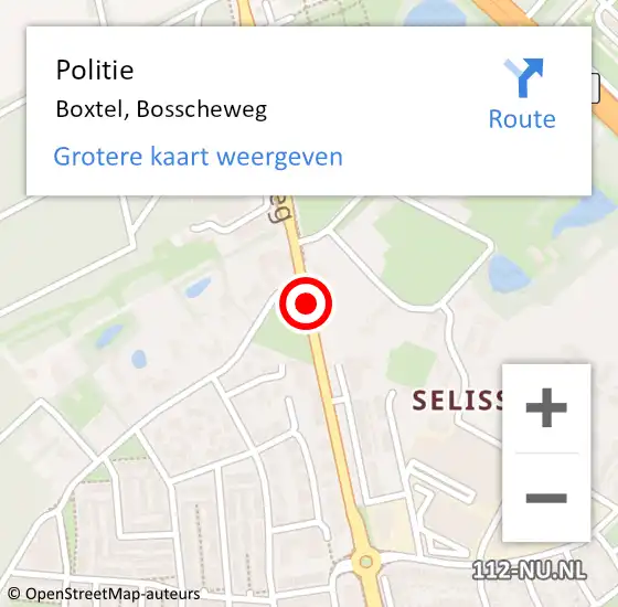 Locatie op kaart van de 112 melding: Politie Boxtel, Bosscheweg op 11 april 2019 08:02