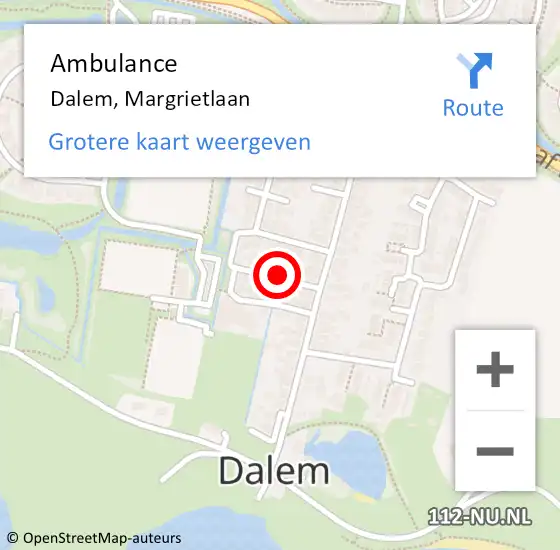 Locatie op kaart van de 112 melding: Ambulance Dalem, Margrietlaan op 11 april 2019 08:11