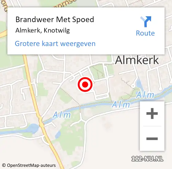 Locatie op kaart van de 112 melding: Brandweer Met Spoed Naar Almkerk, Knotwilg op 11 april 2019 08:27