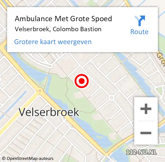 Locatie op kaart van de 112 melding: Ambulance Met Grote Spoed Naar Velserbroek, Colombo Bastion op 11 april 2019 08:34