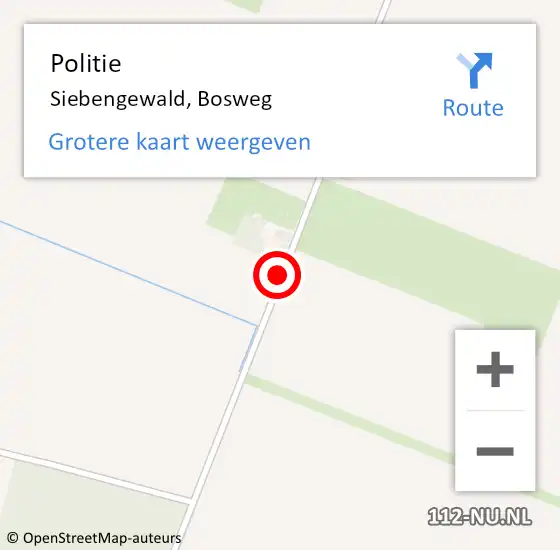 Locatie op kaart van de 112 melding: Politie Siebengewald, Bosweg op 11 april 2019 08:59