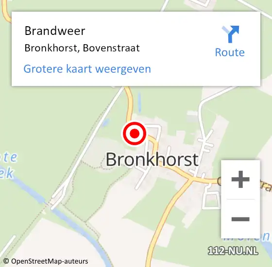 Locatie op kaart van de 112 melding: Brandweer Bronkhorst, Bovenstraat op 11 april 2019 09:10