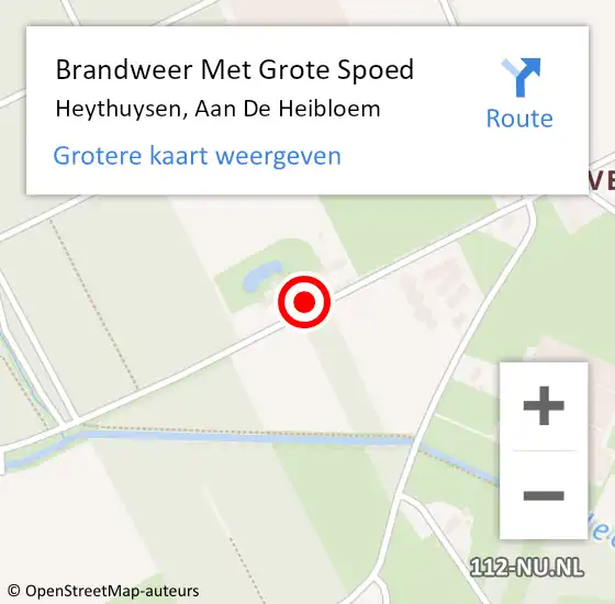 Locatie op kaart van de 112 melding: Brandweer Met Grote Spoed Naar Heythuysen, Aan De Heibloem op 11 april 2019 09:14