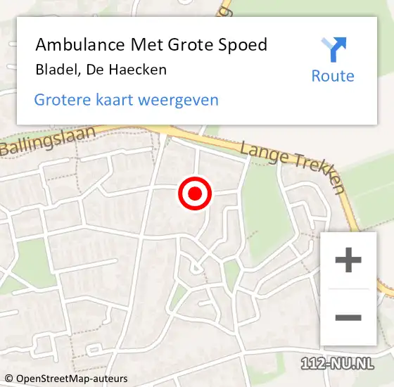 Locatie op kaart van de 112 melding: Ambulance Met Grote Spoed Naar Bladel, De Haecken op 11 april 2019 09:15