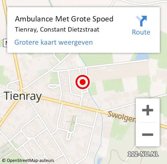 Locatie op kaart van de 112 melding: Ambulance Met Grote Spoed Naar Tienray, Constant Dietzstraat op 28 maart 2014 23:01