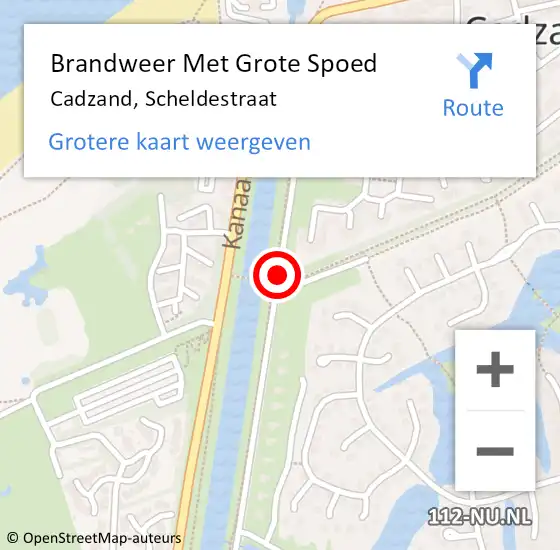 Locatie op kaart van de 112 melding: Brandweer Met Grote Spoed Naar Cadzand, Scheldestraat op 11 april 2019 09:45