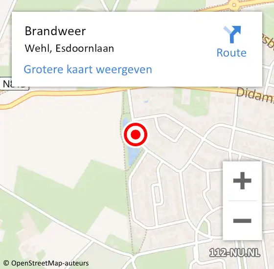 Locatie op kaart van de 112 melding: Brandweer Wehl, Esdoornlaan op 11 april 2019 09:48