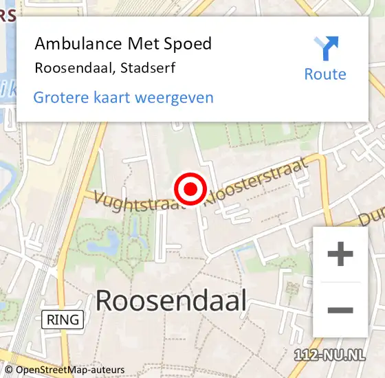 Locatie op kaart van de 112 melding: Ambulance Met Spoed Naar Roosendaal, Stadserf op 11 april 2019 10:06