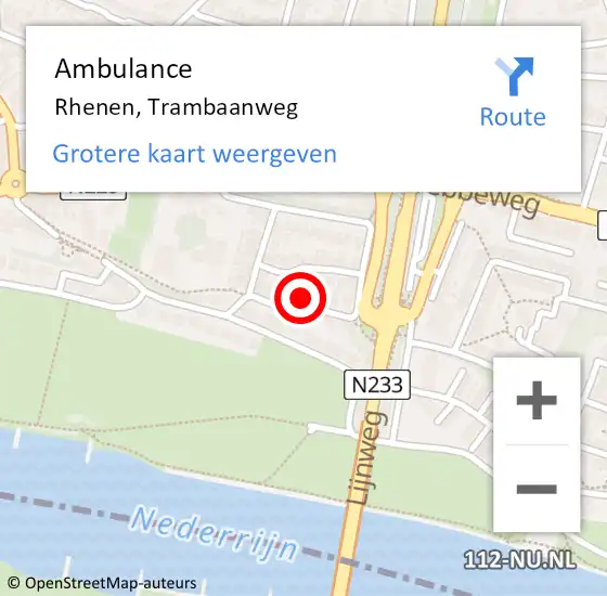 Locatie op kaart van de 112 melding: Ambulance Rhenen, Trambaanweg op 26 september 2013 22:17