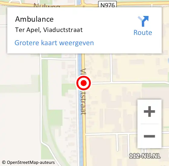 Locatie op kaart van de 112 melding: Ambulance Ter Apel, Viaductstraat op 11 april 2019 10:54