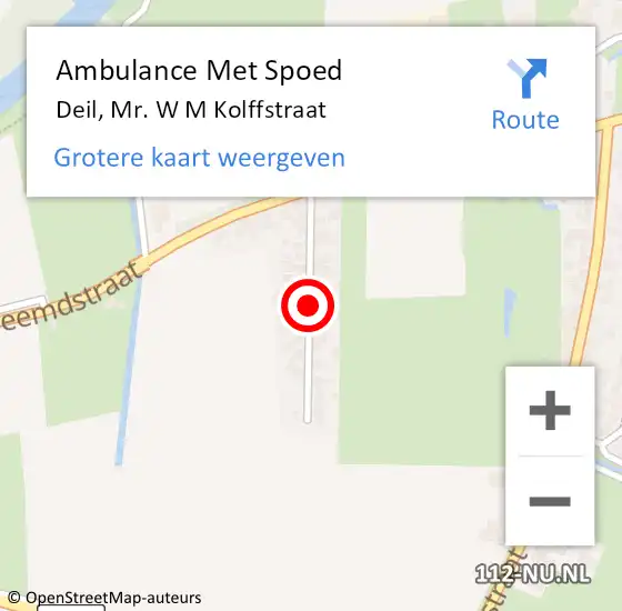 Locatie op kaart van de 112 melding: Ambulance Met Spoed Naar Deil, Mr. W M Kolffstraat op 11 april 2019 10:58