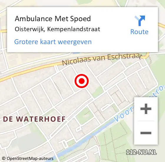 Locatie op kaart van de 112 melding: Ambulance Met Spoed Naar Oisterwijk, Kempenlandstraat op 11 april 2019 11:01